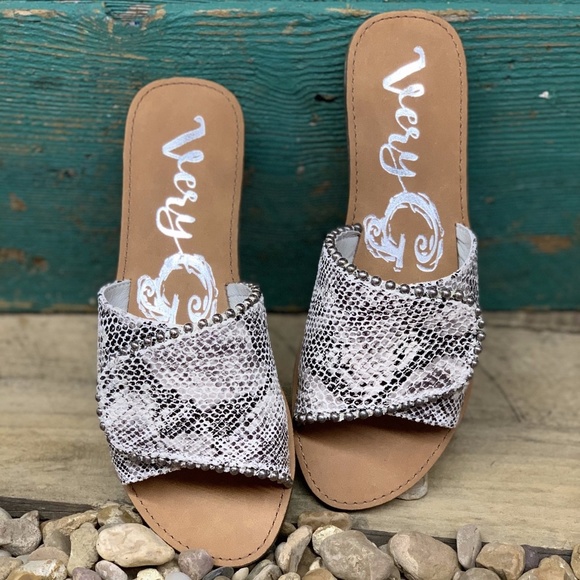 Snakeskin Slip-On Sandals - Picture 2 of 3